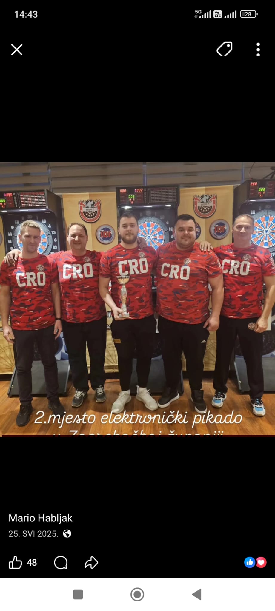 Klupska ekipa na natjecanju, snimka zaslona
